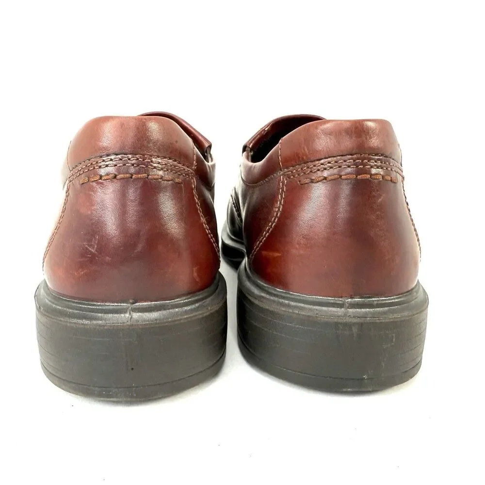 Ecco Men's Calcan Apron Toe Shoes Sz 41 Brown US (7-7.5) Leather Slip-On Loafer
